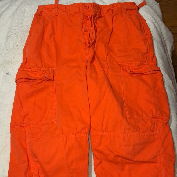 neon orange cargo pants
